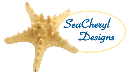 SeaCheryl logo, sea star with SeaCheryl Designs overlay