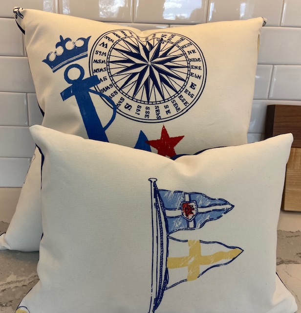Square pillows with nautical theme